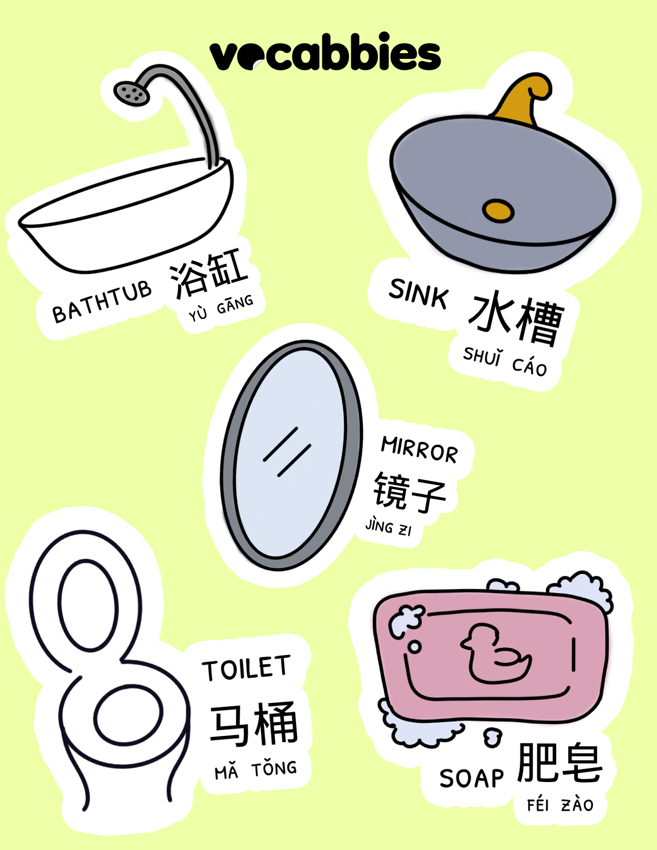 Bathroom Sticker Set (Mandarin)