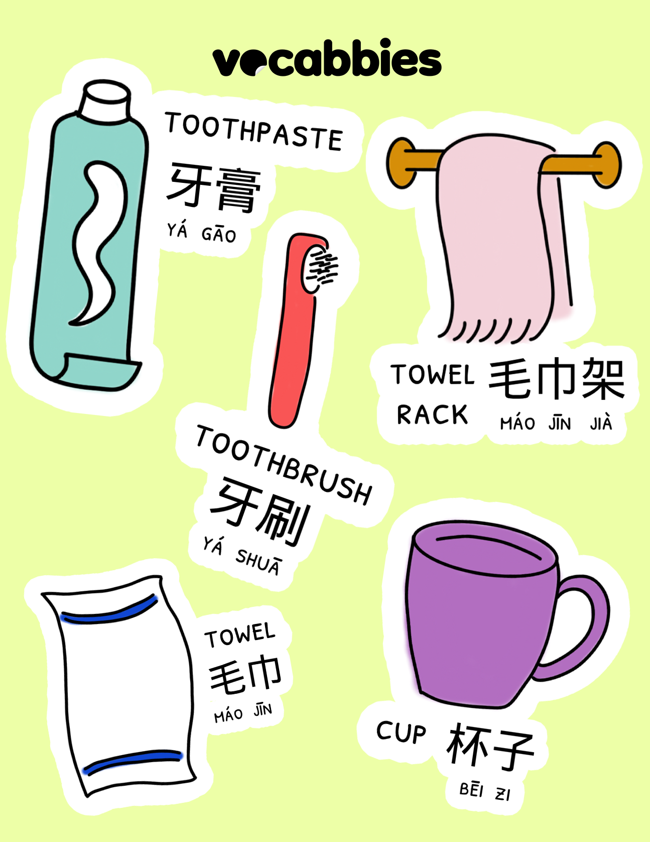 Bathroom Sticker Set (Mandarin)